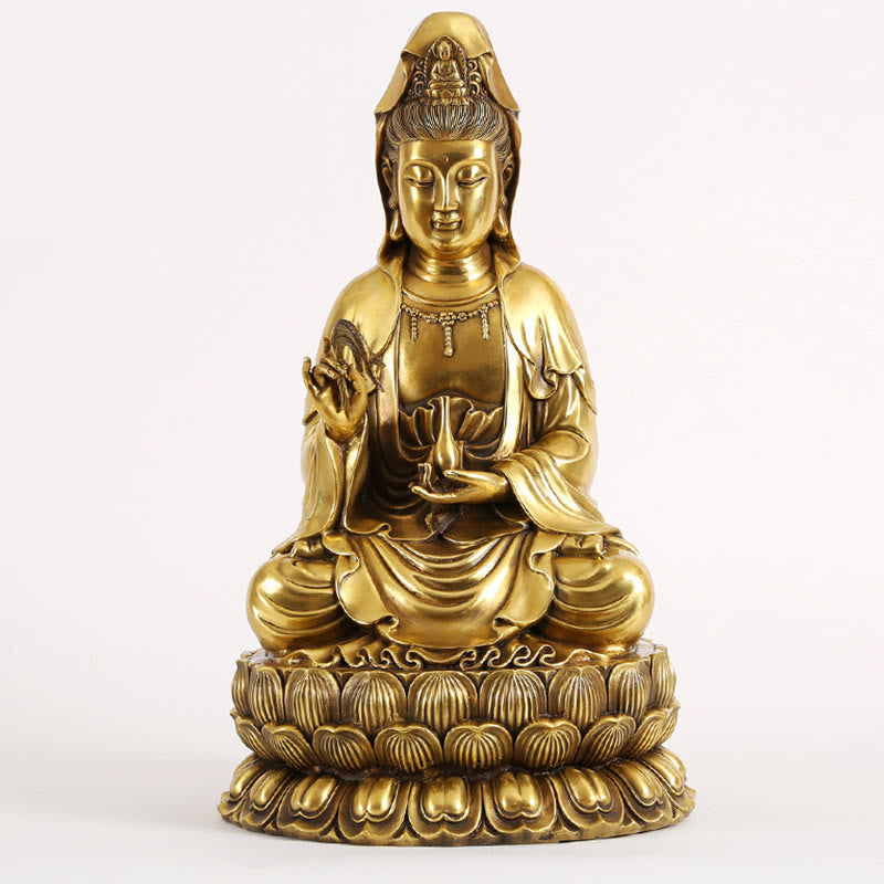 Statue Guanyin Weidenflasche Messing Harmonie Avalokitesvara XL