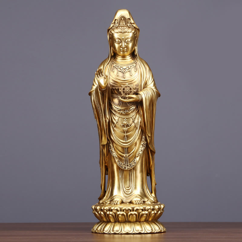 Guanyin Statue Dharma-Rad Messing Wohlstand Avalokitesvara Groß