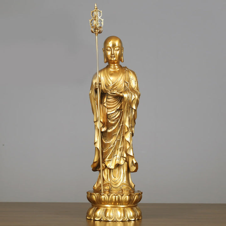 Buddha Statue Ksitigarbha Bodhisattva Kupfer Ksitigarbha Bodhisattva sehr groß