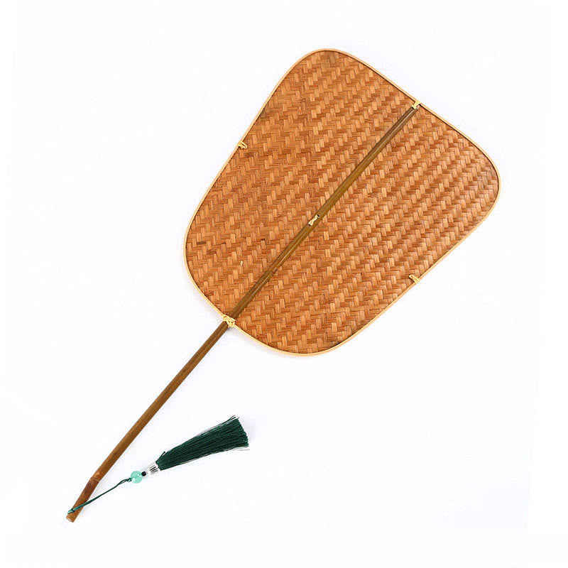 Chinesische Handfächer Bambus Geflochten Oval Naturbambus / Bananenform