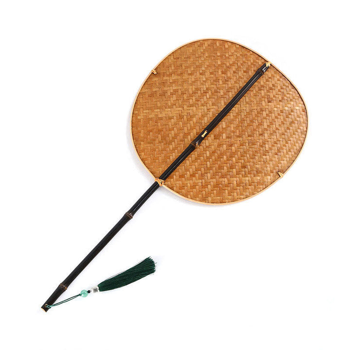 Chinesische Handfächer Bambus Geflochten Oval Purpurbambus / Rund