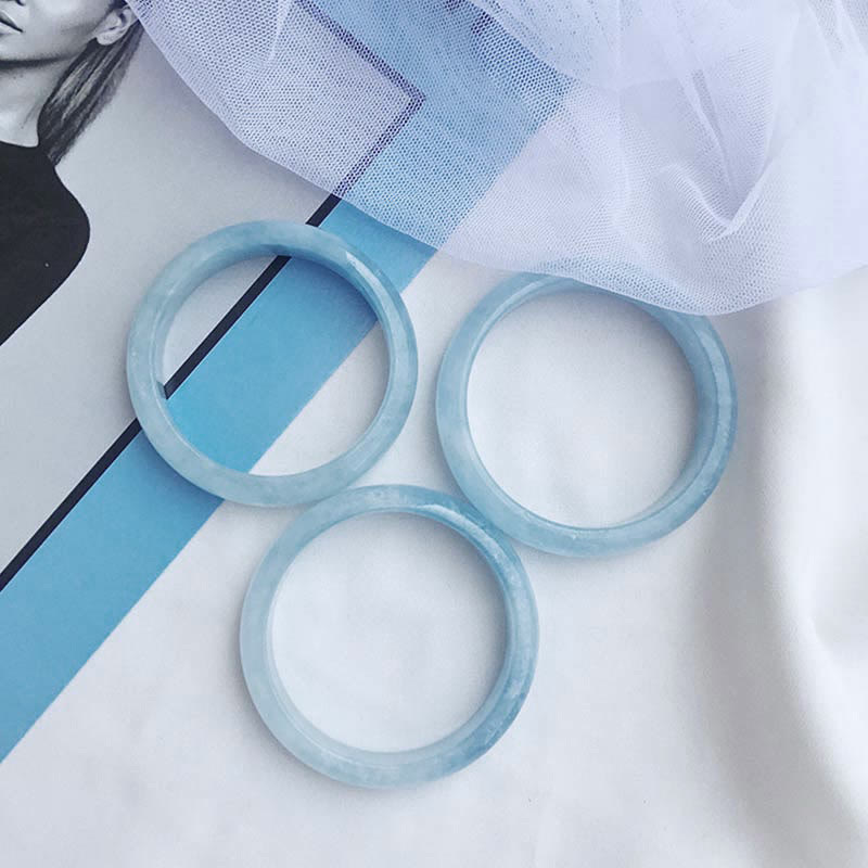 Armband Aquamarin – Segen Balance drei Ringe hellblau Naturstein