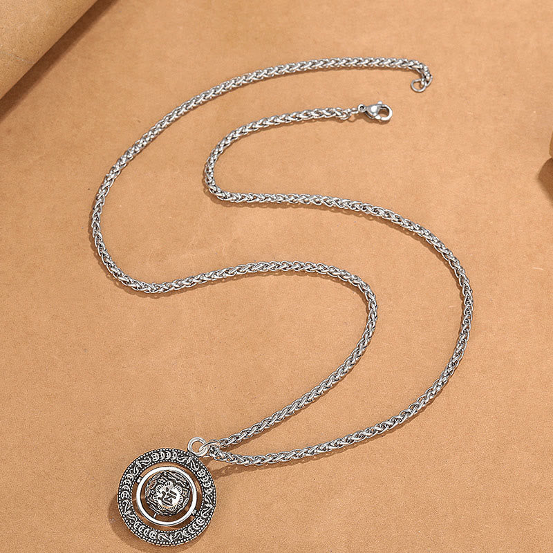 Kette Kupfer Anhänger Glücksrad Buddha Silber