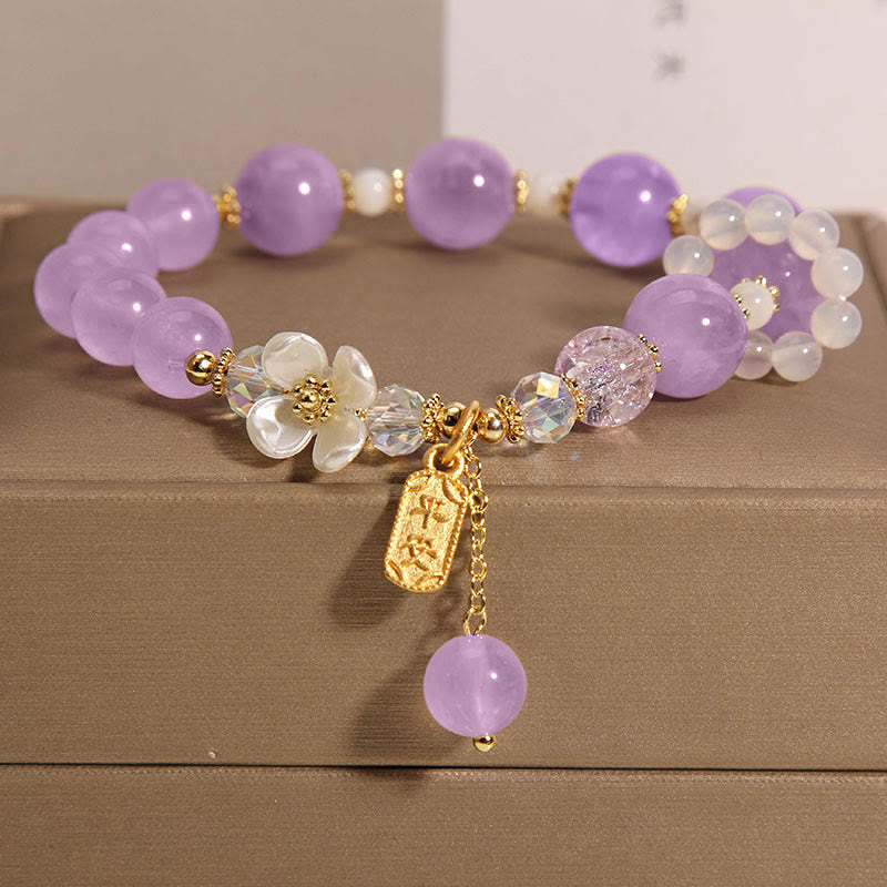 Armband Amethyst Kristall Heilung Segen lila Perlen gold Charm elegant