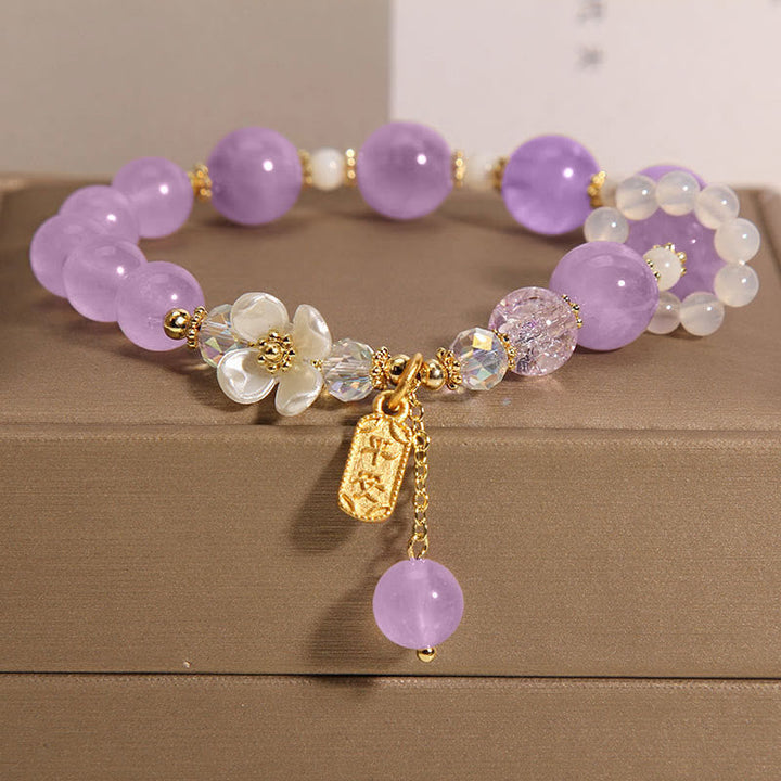 Armband Amethyst Kristall Heilung Segen lila Perlen gold Charm elegant