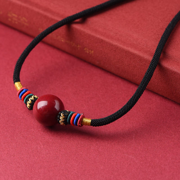 Anhänger Rot Zinnober Kette Glücksperle Schmuck