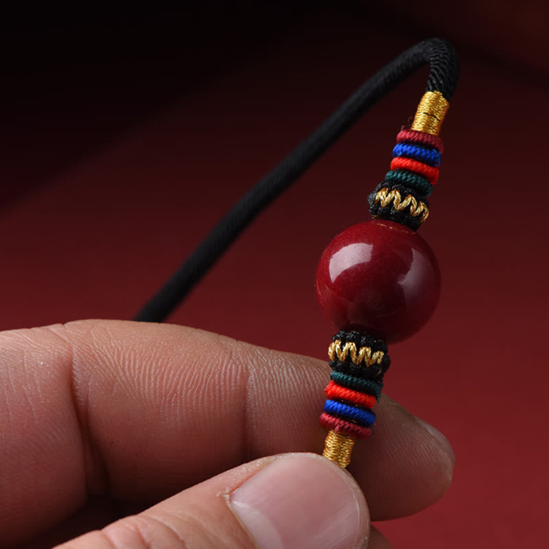 Anhänger Rot Zinnober Kette Glücksperle Schmuck