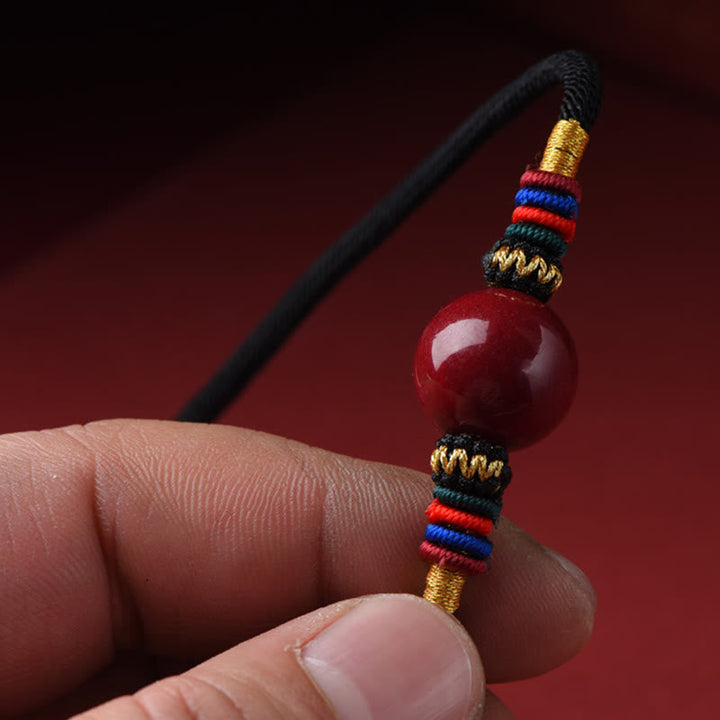 Anhänger Rot Zinnober Kette Glücksperle Schmuck