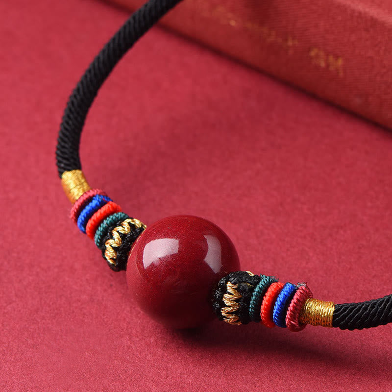 Anhänger Rot Zinnober Kette Glücksperle Schmuck