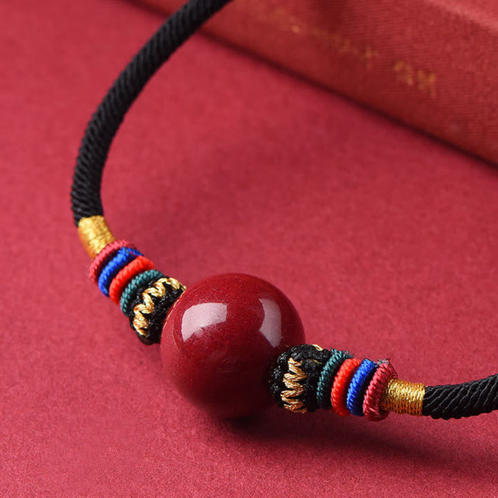 Anhänger Rot Zinnober Kette Glücksperle Schmuck