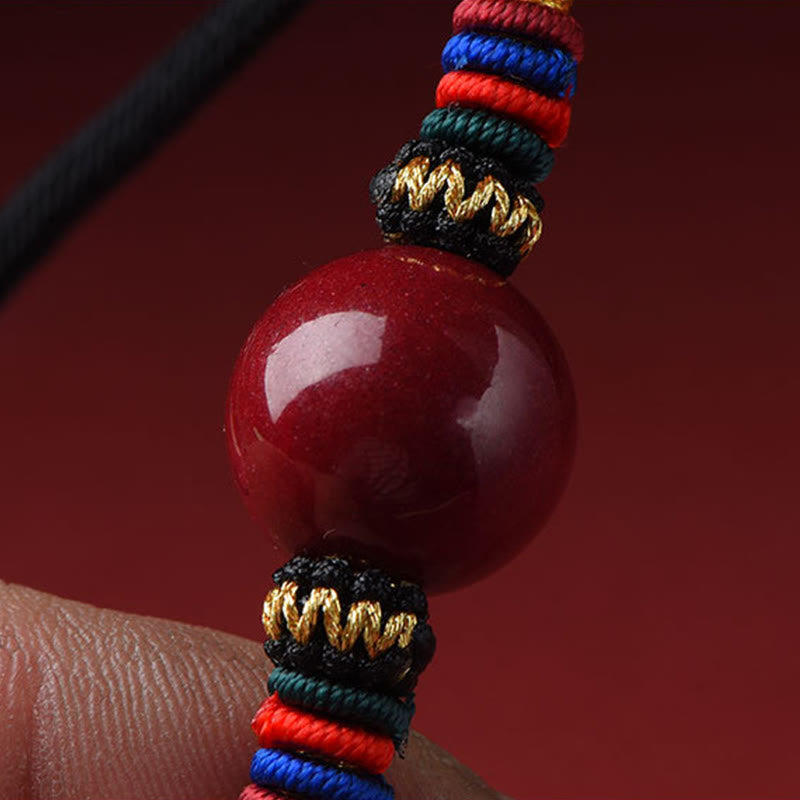Anhänger Rot Zinnober Kette Glücksperle Schmuck