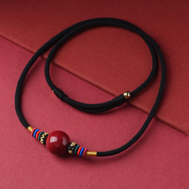 Anhänger Rot Zinnober Kette Glücksperle Schmuck
