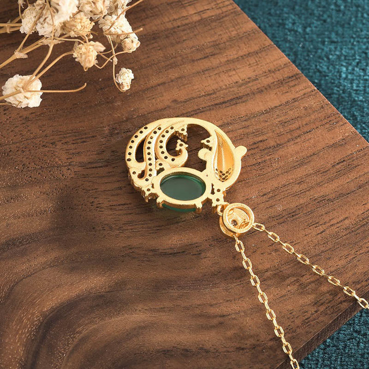 Anhänger Kette Grüner Chalcedon Koi Fisch – Stärke