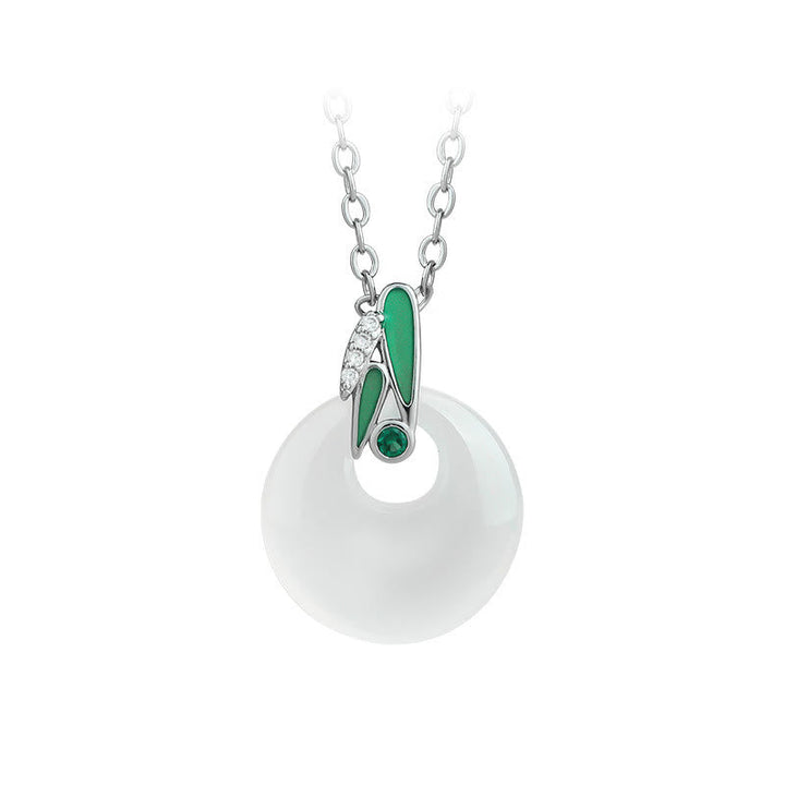 Kette Chalcedon Bambusblatt Harmonie Wohlstand Schutz