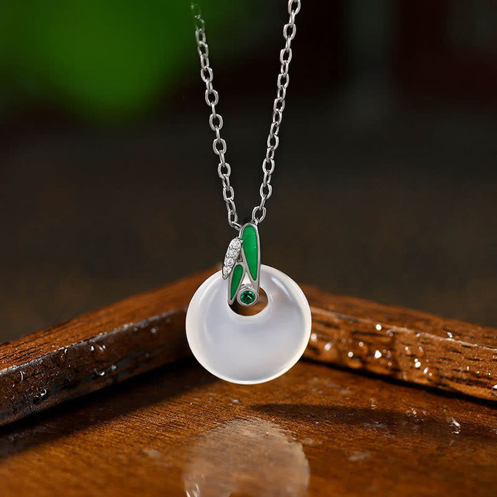 Kette Chalcedon Bambusblatt Harmonie Wohlstand Schutz