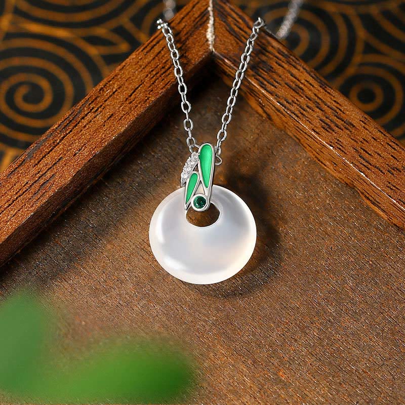 Kette Chalcedon Bambusblatt Harmonie Wohlstand Schutz