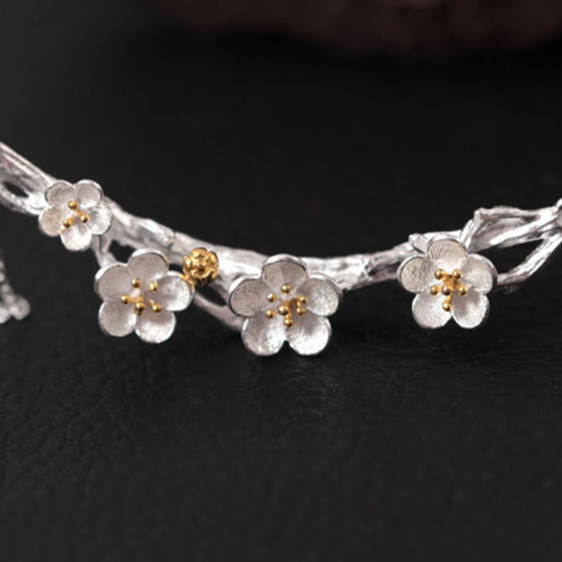 Halskette Silber Pflaumenblüte Vintage Schmuck