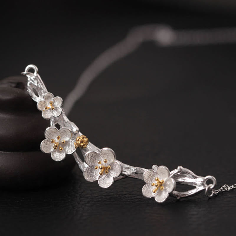 Kette Sterlingsilber Pflaumenblüte Anhänger Charm