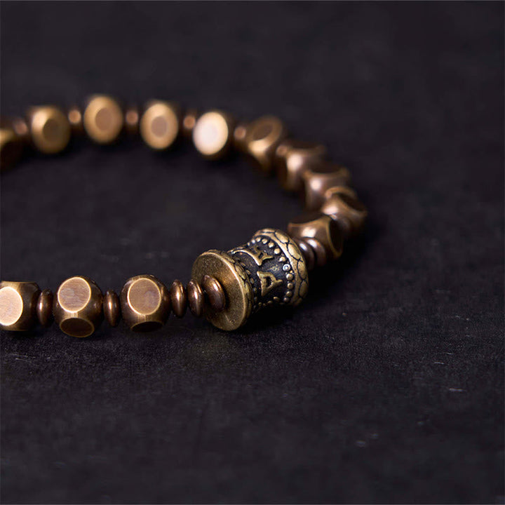 Kupfer Armband mit Om Mani Padme Hum Perlen dunkel elegant