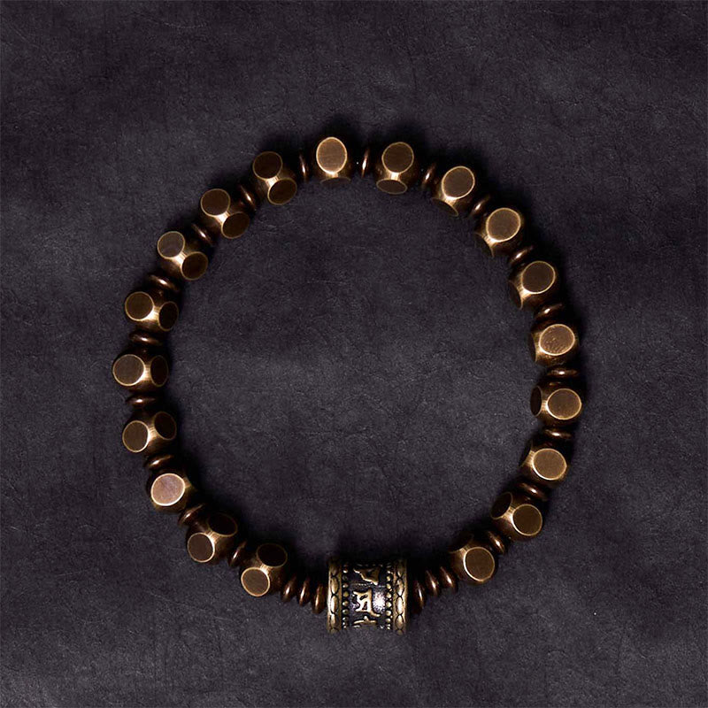 Kupfer Armband mit Om Mani Padme Hum Anhänger Fokus elastisch