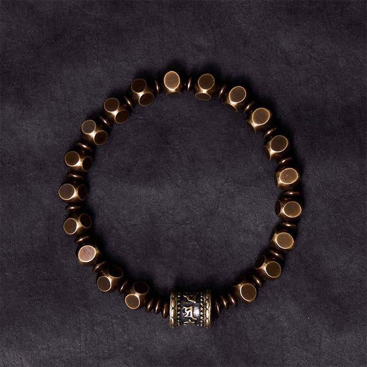 Kupfer Armband mit Om Mani Padme Hum Anhänger Fokus elastisch