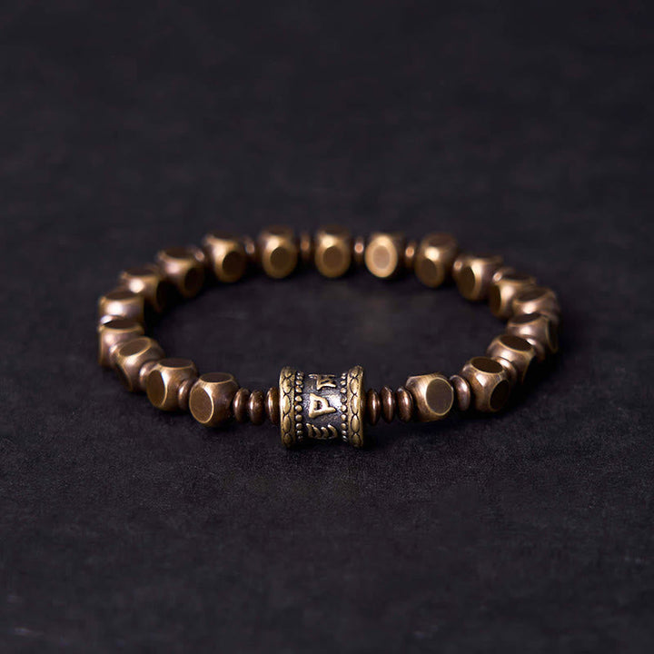 Kupfer Om Mani Padme Hum Armband mit runden Perlen elegantes Design.