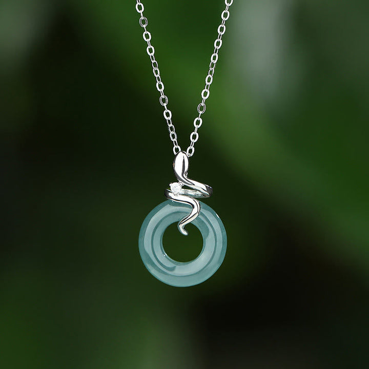 Kette Jade Sterlingsilber Schlange Frieden