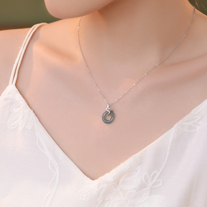 Jade Donut Halskette Silber Elegant
