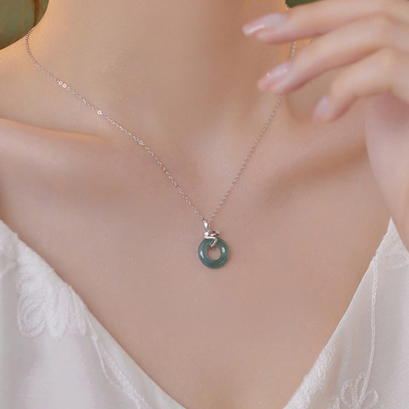 Jade Donut Kette Sterlingsilber Harmonie