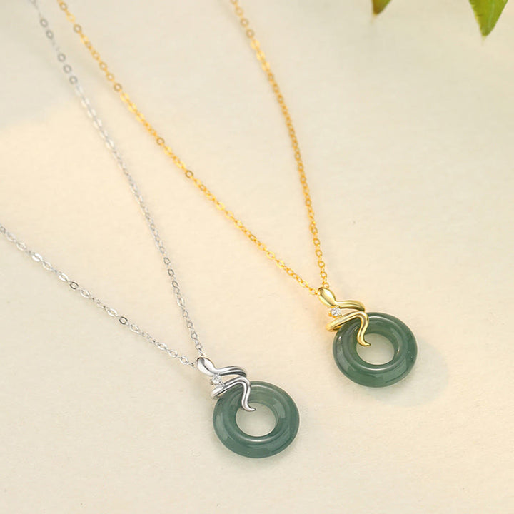 Jade Donut Halskette Silber Gold