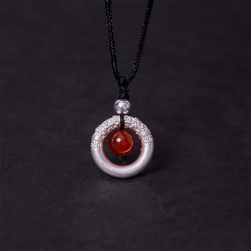 Anhänger, Kette, Roter Achat, Silber, Kraft