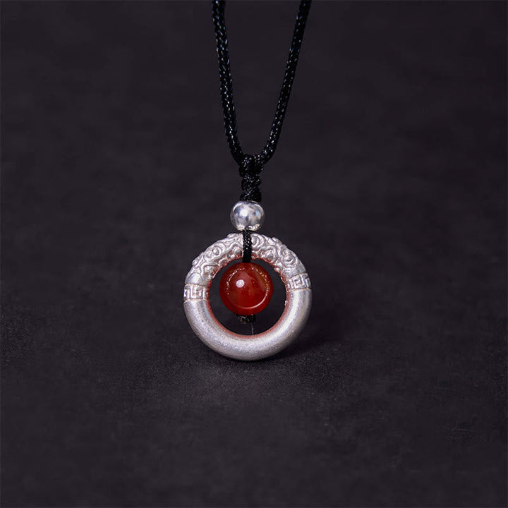 Anhänger, Kette, Roter Achat, Silber, Kraft