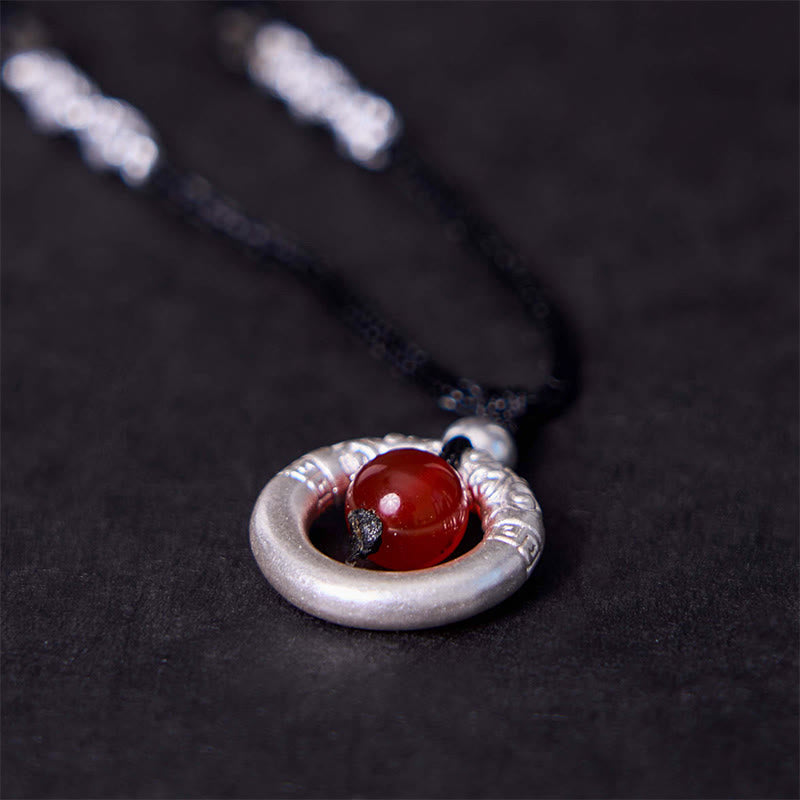 Anhänger, Kette, Roter Achat, Buddha, Segen