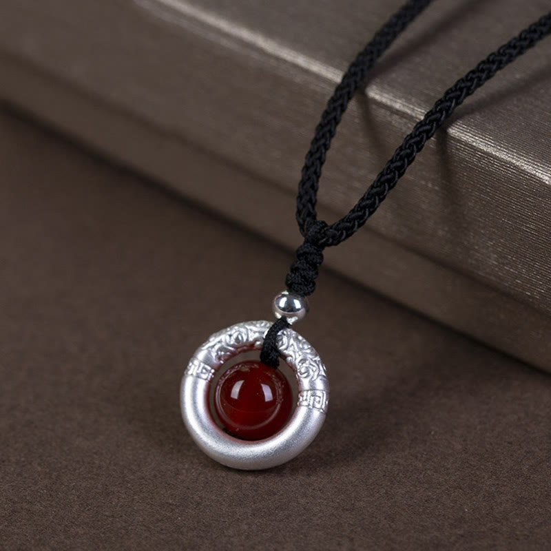 Anhänger, Kette, Roter Achat, Silber, Schutz