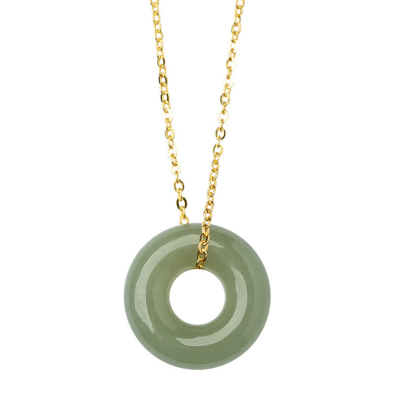 Jade Anhänger Kette Gold Friedensschnalle