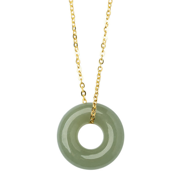 Jade Anhänger Kette Gold Friedensschnalle