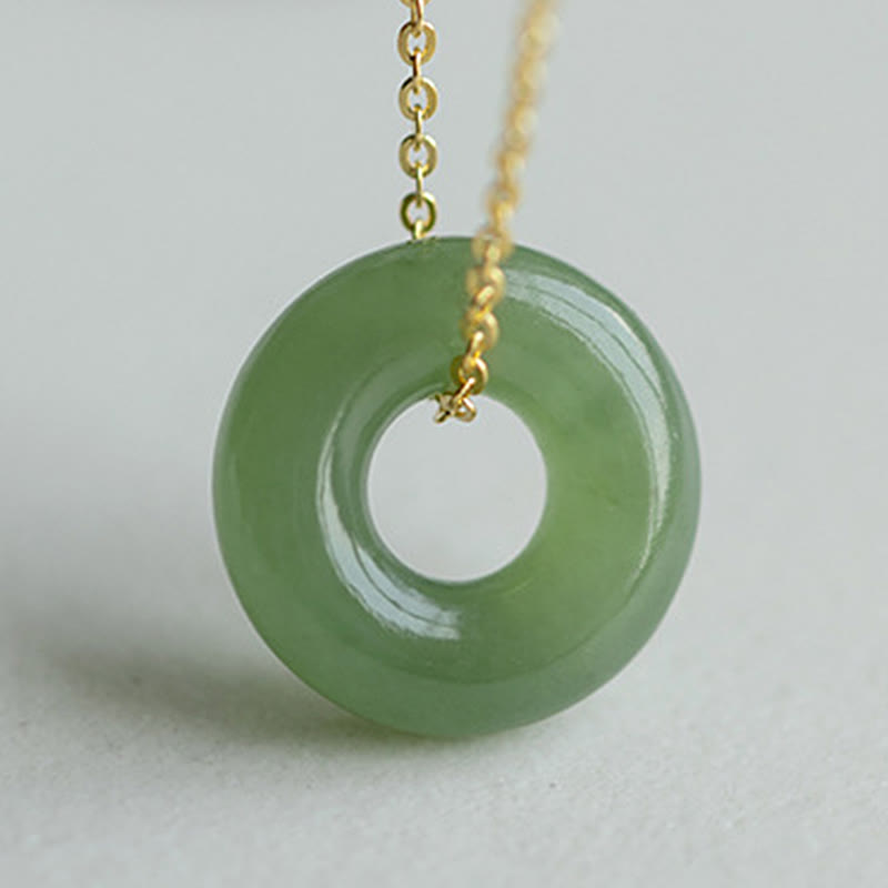 Jade Anhänger Kette Gold Donut
