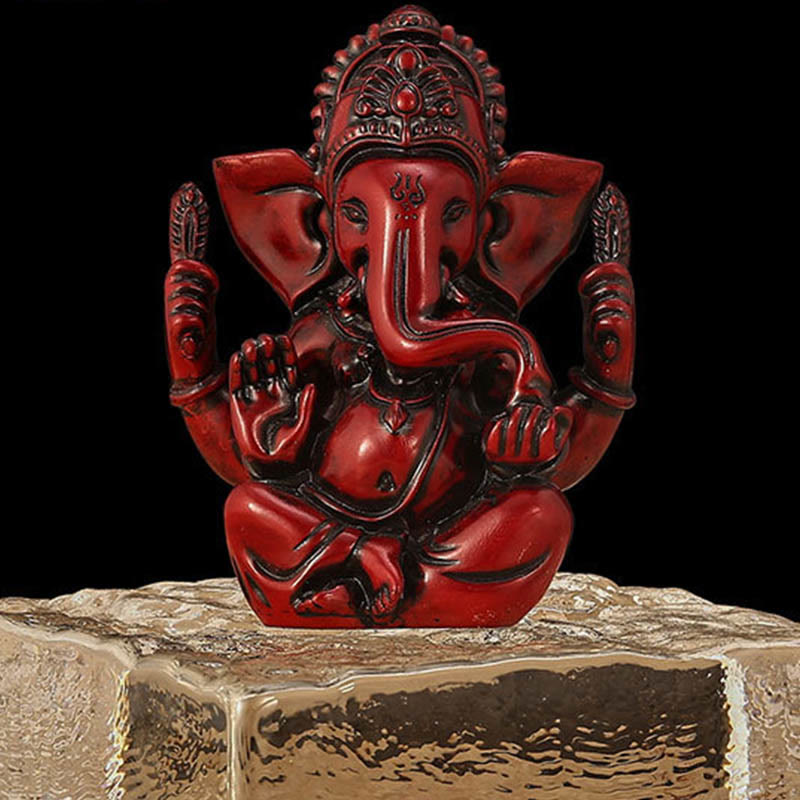 Figur Ganesha Ganpati Harz Deko Red Ganesh