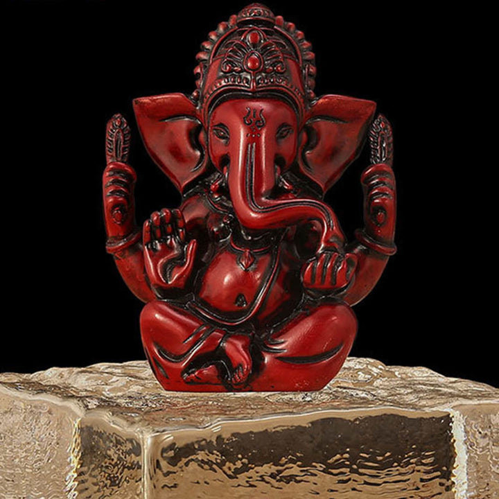 Figur Ganesha Ganpati Harz Deko Red Ganesh