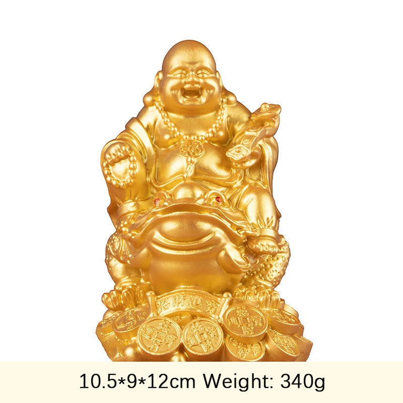 Lachender Buddha Geldkröte Reichtum Goldener Buddha / Groß
