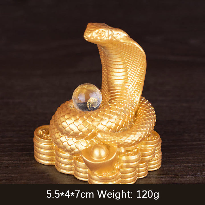 Figur Schlange Reichtum Münzen Harz Kleine Goldene Barren-Schlange