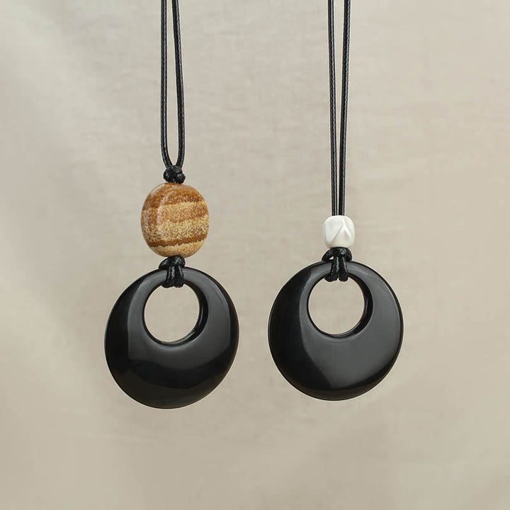 Kette Schwarzer Obsidian Liuli Kupfer Schutz
