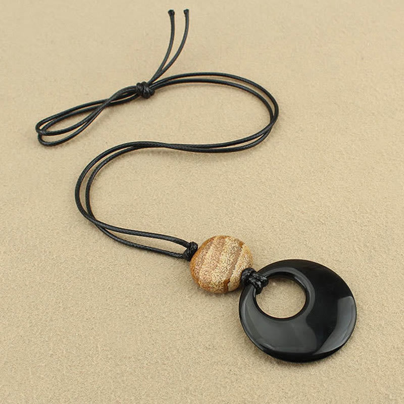Kette Obsidian Liuli Schnur Erfüllung