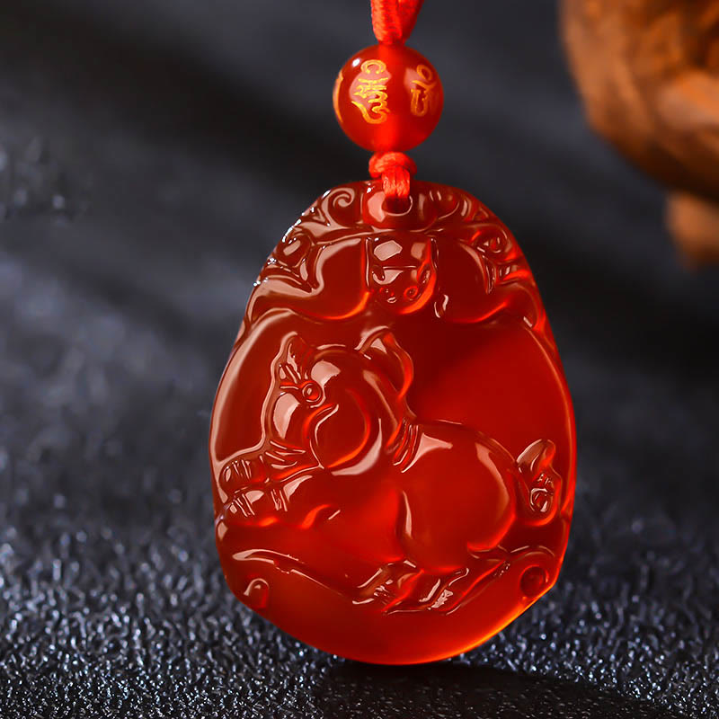 Kette Roter Achat Hahn Tierkreis Schmuck