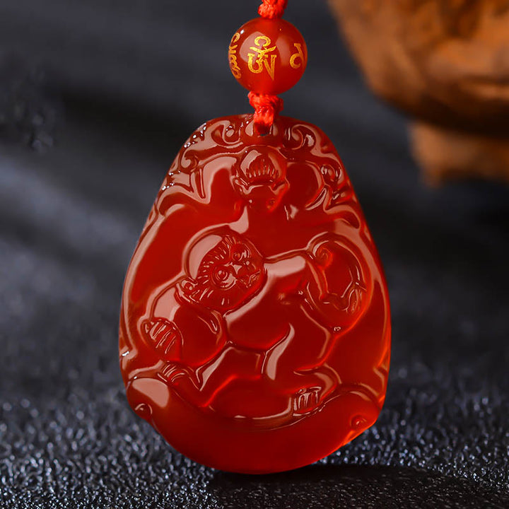 Kette Roter Achat Drache Sternzeichen Anhänger