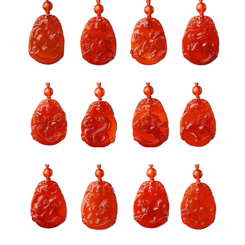 Kette Roter Achat Tierkreis Anhänger Kollektion Schmuck