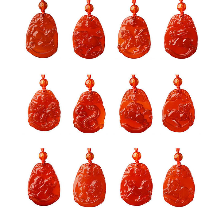 Kette Roter Achat Tierkreis Anhänger Kollektion Schmuck