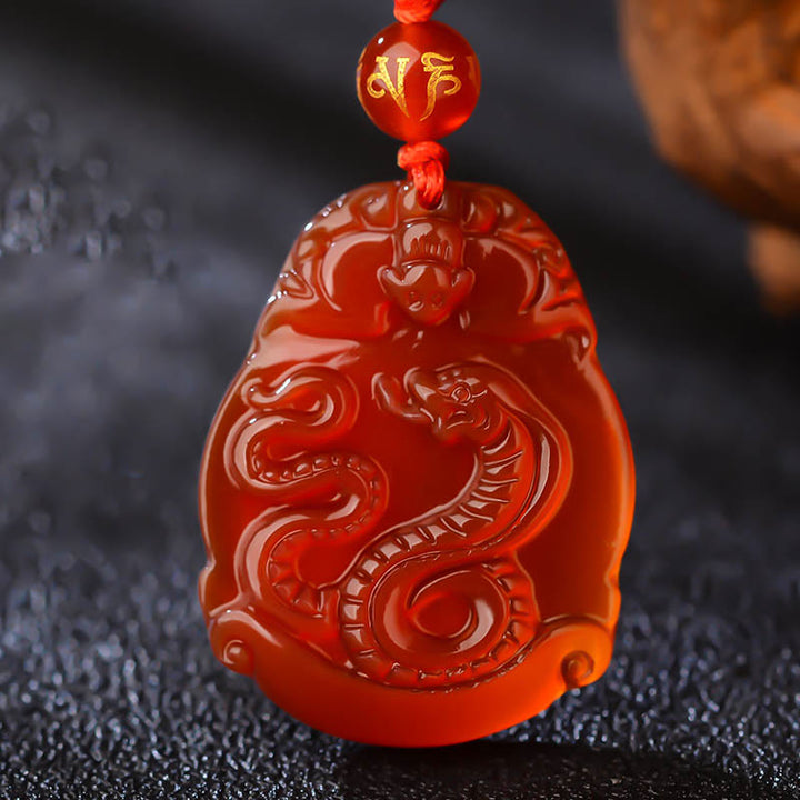 Kette Roter Achat Drache Tierkreis Anhänger