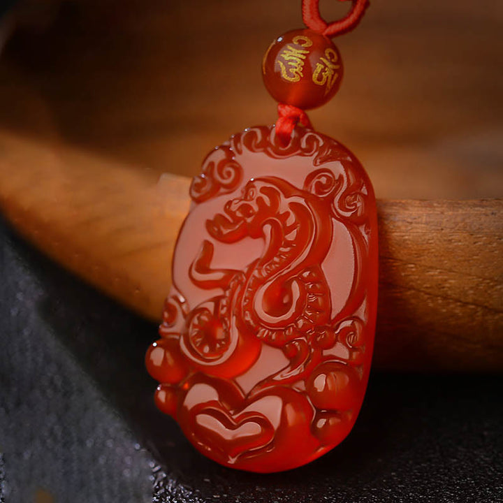 Kette Roter Achat Drache – Kraft Glück