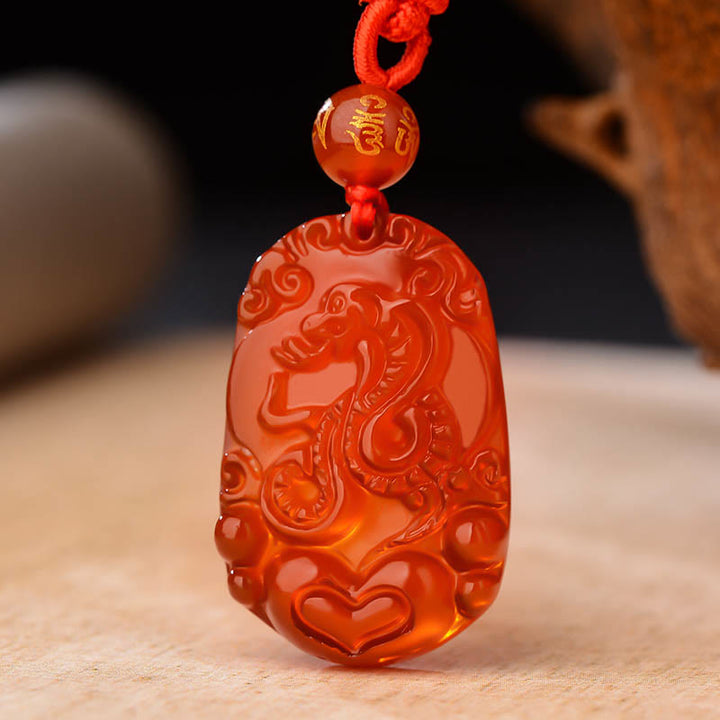 Kette Roter Achat Drache – Glück Reinheit